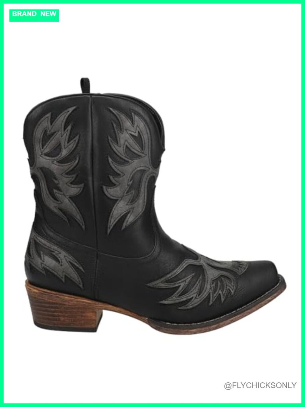 Faux Leather Snip Toe Western Cowboy Booties Equestrian Low Heel